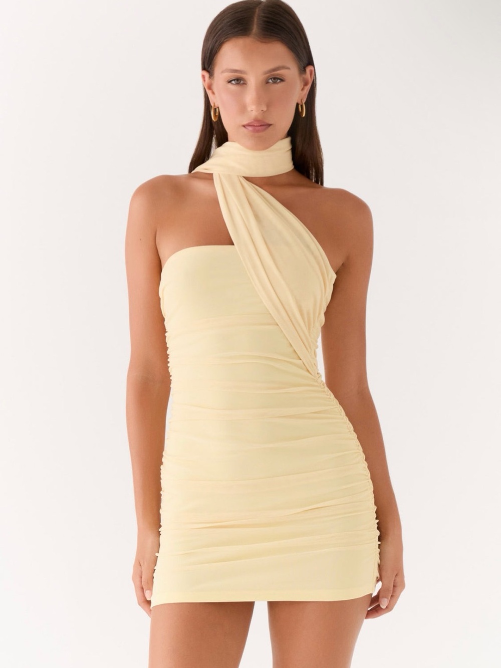 Breaking news micro news mini dress yellow